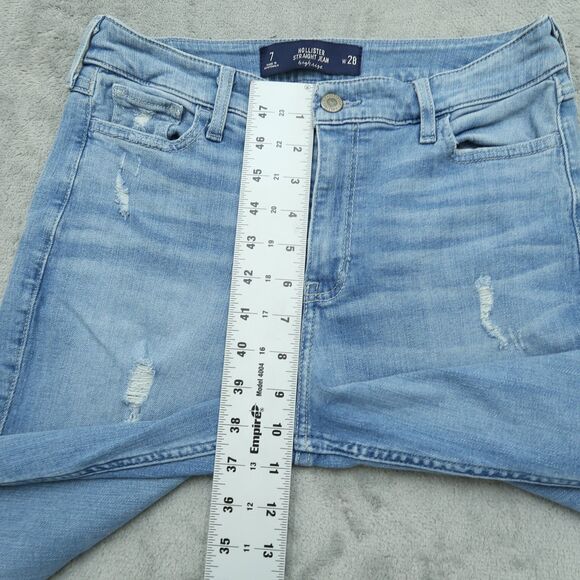 Hollister Straight Jeans Juniors Size 7 High-Rise 24" Inseam Cropped Distressed - Picture 4 of 14